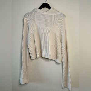 rag & bone Cream Hooded Sweater with Chunky Knit